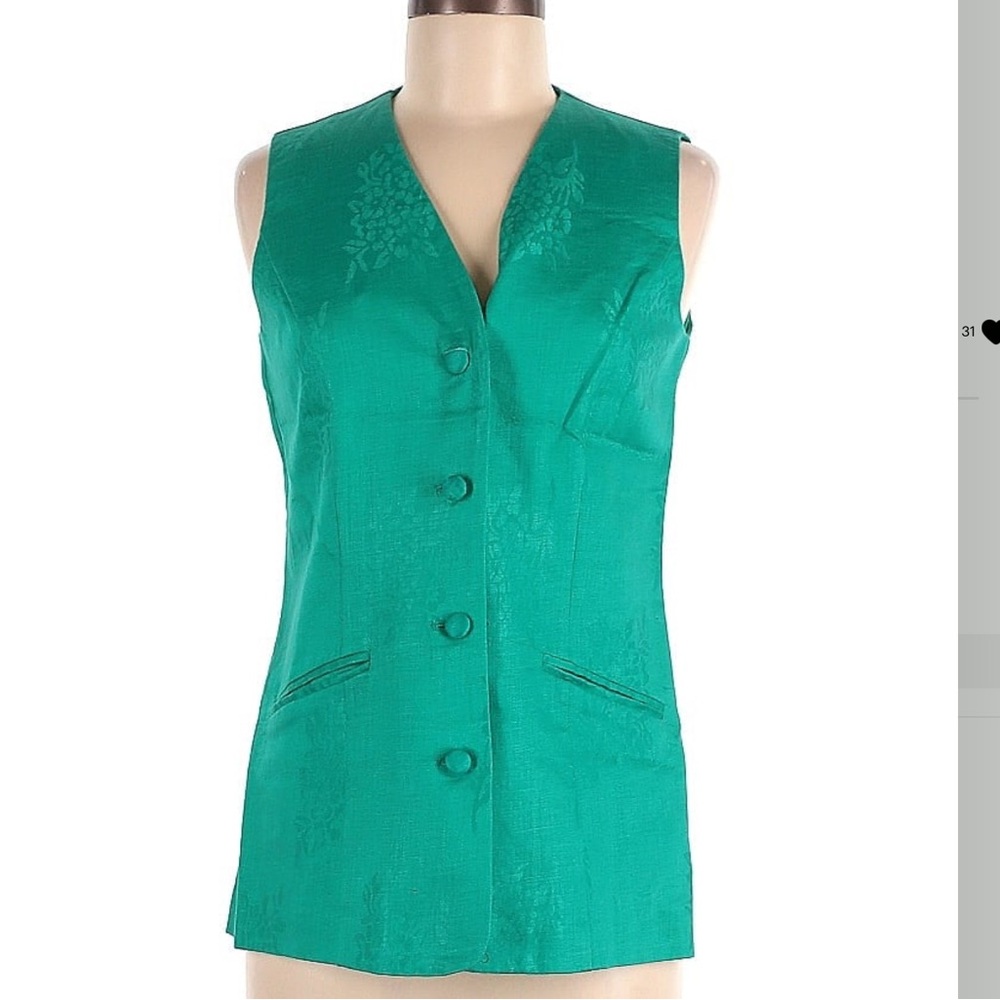100% Linen Vest  Green size 6